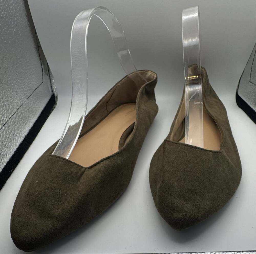 Old Navy Green Pointed Toe Suede Ballet Flats